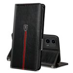 MAMA MOUTH Case for Motorola Moto G34, Magnetic Leather Wallet Card Slots Moto G34 Phone Case, Flip Silicone TPU Bumper Protective Cover with Kickstand, Shockproof Book Case for Motorola G34 Black