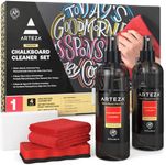 ARTEZA Chalkboard Cleaner Set with 2 Cleaners, 10-Ounces Each, 1 Microfiber Fabric Towel, 2 Magic Sponges & 1 Magnetic Eraser for Chalkboards, Blackboards & Glass Surfaces