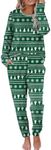 Ekouaer Pajamas Women's Long Sleeve Pj Set Soft 2 Piece Loungewear Sleepwear with Jogger Pants Green with Christmas trees XS