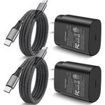 S24 S23 S22 Charger Fast Charging, 2Pack 25W USB C Super Fast Wall Charger Block with 3FT Type C to C Cable Cord for Samsung Galaxy S24/S23/S22/S21/S20 Ultra/S10/S9/S8, Note 20/10, A55/A54/A53/A13/A14