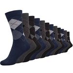 Cob Stallion- Black Socks for Men in Argyle, Heel and Toe Styles, Men’s Socks Multipack 6-11 UK, (Argyle 12 Pack)