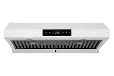 Hauslane | Chef Series 30" PS18 Under Cabinet Range Hood, Matte White| Pro Performance | Contemporary Design, Touch Screen, Dishwasher Safe Baffle Filters, LED Lamps, 3-Way Venting