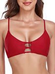 RELLECIGA Women's Red Strappy Longline Triangle Bikini Top Size Large