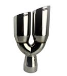 NETAMI 3" Inlet to 3.5" Dual Outlet Stainless Steel Exhaust Tip Angle Cut Chrome Polish