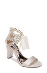 Badgley Mischka Women's Block Heel Sandal Heeled, Ivory, 9.5