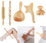 ybaymy 5-in-1 Wood Therapy Massage Tools, Body Gua Sha Tools, Wood Massage Tools, Muscle Massage Wooden,Anti-Cellulite Massage Roller for Body Sculpt Muscle Release & Body Contouring