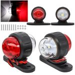 AUTOXBERT 4pcs 12-24V Waterproof LED Side Marker Lights Double Side Warning White & Red Lights for Trailer Truck Truck RV Caravan