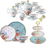 ACMLIFE Bone China Tea Set and Dinnerware Set with 3-Tier Afternoon Tea Stand