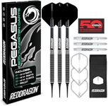 Red Dragon Pegasus Soft Tip: 18g - Tungsten Darts Set with White Stems, White Flights and Wallet