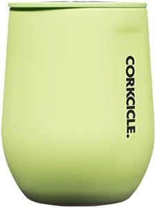 Corkcicle Stemless Insulated Wine Glass Tumbler, Neon Lights Citron, 12 oz – Stainless Steel Stemless Wine Glass Keeps Beverages Cold for 6 Hours, Hot for 3 Hours – Non-Slip, Easy-Grip Insulated Cup