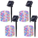 2024 New Upgraded 4 Pack Solar String Lights Outdoor, Total 220FT 600LED Solar Fairy Lights Waterproof, 8 Modes Twinkle Fairy Lights Outdoor for Xmas Tree, Patio, Garden, Christmas Decor Multicolor