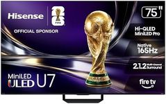 Hisense 75" U7 Mini-LED ULED 4K UHD Best Premium Gaming Smart Fire TV (75U7SF, 2026 New) - Hi-QLED, Native 165Hz, VRR 330, HDR10+, Dolby Vision IQ · Atmos, IMAX Enhanced, Anti-Reflection, 2.1.2 Ch