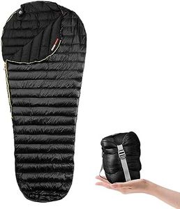AEGISMAX Urltra-Light Camping Sleeping Bag 800FP White Goose Down Spring Summer Outdoor Autumn Mummy Sleeping Bag for Hiking Tent(Black,Large)