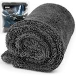 Airlab Cleaning Cloths Car Drying Towel Detailing Wash Cloth 1200 GSM, Ultra Absorbent, Streaks Free, Lint Free for Cars, Trucks, SUVs, 24 x 16 Inch, 1 Pack, Grey, 80% Polyester / 20% Polyamide