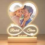 Personalized Anniversary Couples Gifts for Women & Men, Custom Photo Picture Frames with Night Light, Personalized Wedding Gifts for Couple 2024, Personalized Christmas Gifts for Him and Her