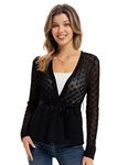 GRACE KARIN Women Summer Party Sexy Hollow Cardigan Outwear Knit All-Matching Shrug Black L