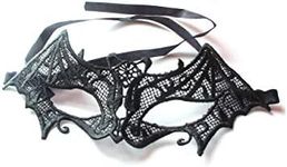 REU GLOBAL Reuglobal Black Bat Cosplay Masquerade Lace Eye Mask for Women Party Costume Accessory (M, black bat)