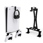 tonhui Wall Mount for PS5/PS5 Slim/PS5 pro with Controller Holder and Headphone Holder, Solid Metal PS5 Accessories - Black