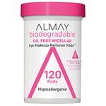 Almay Makeup Remover Pads, Micellar Gentle, Longwear & Waterproof, Hypoallergenic, Fragrance Free, Dermatologist & Ophthalmologist Tested, 120 Pads (Pack of 1)