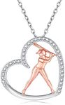 Volleyball Softball Basketball Necklace Gifts for Girls 925 Sterling Silver Sport Baseball Mom Player Pendant Jewelry for Women Teens Birthday, Sterling Silver, Cubic Zirconia