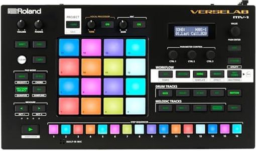 Roland VERSELAB MV-1 ZEN-Core Professional Song Production Studio for Songwriters and Singers. 4x4 pads and TR-REC Step Sequencer for drums, basslines, and melodic parts.