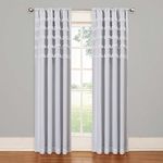 Eclipse Ruffle Batiste Thermal Insulated Single Panel Rod Pocket Room Darkening Privacy Curtains for Nursery, 50 in x 63 in, White