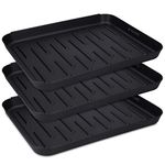 Navaris Set of 3 Shoe Drip Trays - Multi-Purpose Boot Tray for Rain, Winter Boots, Wellies - For Indoor and Outdoor Use in All Seasons - Black, Small