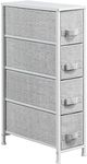 Yaheetech Vertical Slim Chest of Drawers,Storage Unit with 4 Fabric Drawers for Bathroom/Kitchen/Living Room/Narrow Space,Light Grey