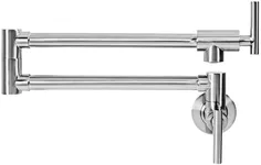 Strictly Sinks Wall Mounted Pot Filler Faucet - Double Joint Swing Arm Pot Filler Rotatable Kitchen Faucet - Stretchable, Retractable & Folding Spout Pot Filling Faucet (Brushed Nickel)