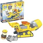 MEGA BLOKS PAW Patrol Rubble's City Construction truck toy building set with 16 jr. bricks and 1 Rubble figure, gift set for boys and girls, ages 3+, GYW91