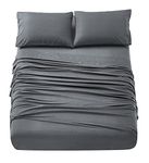 Home Beyond & HB design - 4-Piece Bed Sheets Set (Full or Double, Dark Grey) - Premium Hotel Quality Bedding Sheets, Breathable Soft Brushed Microfiber, 16-Inch Deep Pocket, Wrinkle Fade Resistant