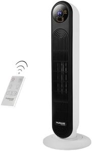 Electric Heater Energy Efficient – Heaters for Home Low Energy – Silent Oscillating Ceramic Fan Heater – Touch Screen, 2000W Tower Halogen Heater Fan With Remote Control – by Nuovva
