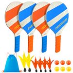 Badminton Set with 4 Paddle Ball Rackets,Yard Camping Games for Teens,Beach Outdoor Game for Adults Family Outdoor Lawn Outside Backyard Games