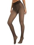 Famulily Women Fleece Lined Tights Butt Lifting Fake Translucent Plus Size Thermal Leggings Winter Warm Pantyhose Coffee 220g