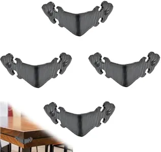 4 Pack - 1.75 Inch Metal Corner Bracket for Furniture - Black - Handmade Decorative Corner Braces - Rustic Metal Corner Brackets for Tables, Desks, Shelves, Boxes and Chests - The Iberian Series