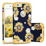 Fingic iPhone 6s Case,iPhone 6 Case, Glitter Floral Sunflower 2 in 1 Hard PC Soft Silicone Rubber Bumper Rugged Hybrid Shockproof Anti-Scratch Protective Girls Boys Cover Case for iPhone 6/6s,Yellow