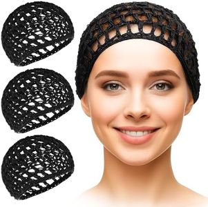 4 Pcs Hair Nets for Sleeping – 5.5 x 6" Soft, Lightweight Viscose Black Hair Net for Women – Stretchable, Breathable, Comfortable for Extended Wear, Size May Vary by 0.5–1" – Gentle for Daily Use