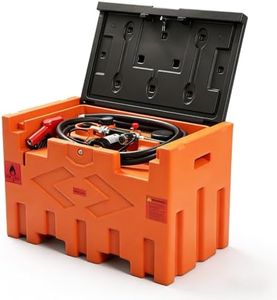 Portable 50 Gallon Diesel Fuel Transfer Tank with 12V Electric Pump, 11.9 GPM Flow Rate, 15ft Hose, Automatic Nozzle, Orange