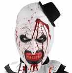 Scary Halloween Mask Latex Art the Clown Bloody Mask Hat Wearing Creepy Mask Scariest Party Full Head Costume for Adults