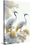 Startonight Canvas Wall Art - White Royal Birds - Decoration Artwork Ready to Hang for Living Room Big Picture Home Wall Decor Print Modern and Contemporary Painting 60 x 90 CM