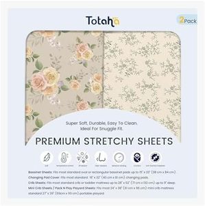 TotAha Changing Pad Cover, Buttery Soft Diaper Changing Pad Covers for Girls Boys, Super Stretchy Jersey Knit Changing Table Covers, 5'' Deep Pocket, 2 Pack