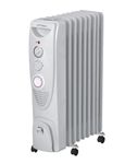 UTTAM 2000W Oil Filled Radiator, 9 Fin - Portable Electric Heater - 3 Heat Settings, Built-in Timer, Adjustable Thermostat, Safety Cut-Off & 24 Hour Timer, 1.5m Cord - White