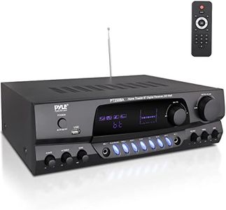 Pyle Wireless Bluetooth Power Amplifier System, 200 Watt Max, Home Theater Audio Stereo Receiver Box with FM/USB, Mic in, RCA Inputs, Echo & 2-Band EQ Control, Digital Display Screen - PT250BA