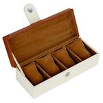 Fly Fashion Vegan Leather Watch Box Organizer 4 Slot Watch Storage Holder Jewelry Case Gifts for Men and Women - Tan