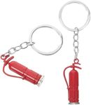 Zerodeko 2pcs Fire Extinguisher Keychain, Metal Firefighter Keychain Fire Extinguisher Charm Pendant Mini Fire Extinguisher Toys Key Ring for Kids Adults B