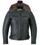 Texpeed Mens Leather Motorcycle Jacket - Touring Motorbike Jacket With Genuine Biker CE Armour (EN 1621-1) Protection Quilted Diamond Stitched Design - Black - M
