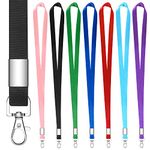 Lanyard Neck Strap, 7 Pcs Office Lanyard Badge Lanyards with Metal Swivel Hooks Clips for holding a name badge, ID card or keys Red, Blue, Black, Sky Blue, Pink, Purple, Green