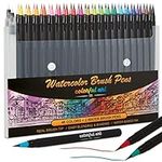 Artists Watercolour Brush Pens, 48 Vibrant Colours, Premium Real Soft Tip Paint Markers, Plus Water Blending Pen, Great for Lettering, Calligraphy Pens, Arts n Crafts, Professional Colouring Pens