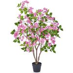 VeriNatural Artificial Bougainvillea Tree 120cm - UV Resistant Fake Plant Indoor Outdoor PE Leaves Pink Flowers - Large Faux Plant for Home Garden Balcony Office Decor Safe Kids Pets