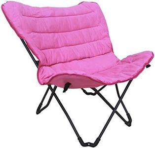 Zenithen Limited Indoor Butterfly Folding Portable Accent Chair for Dorm Rooms, Bedrooms and Rec-Rooms, Perfect for Reading, Studying, Lounging and Gaming, Pink